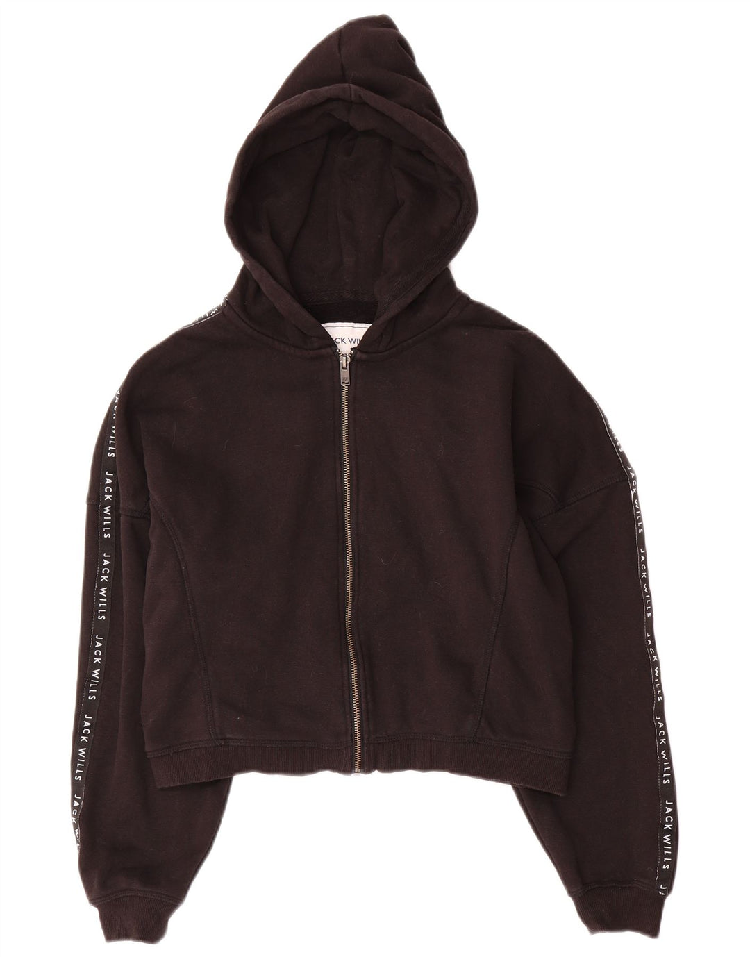 JACK WILLS Suéter feminino oversized com capuz e zíper Reino Unido 10 pequeno preto