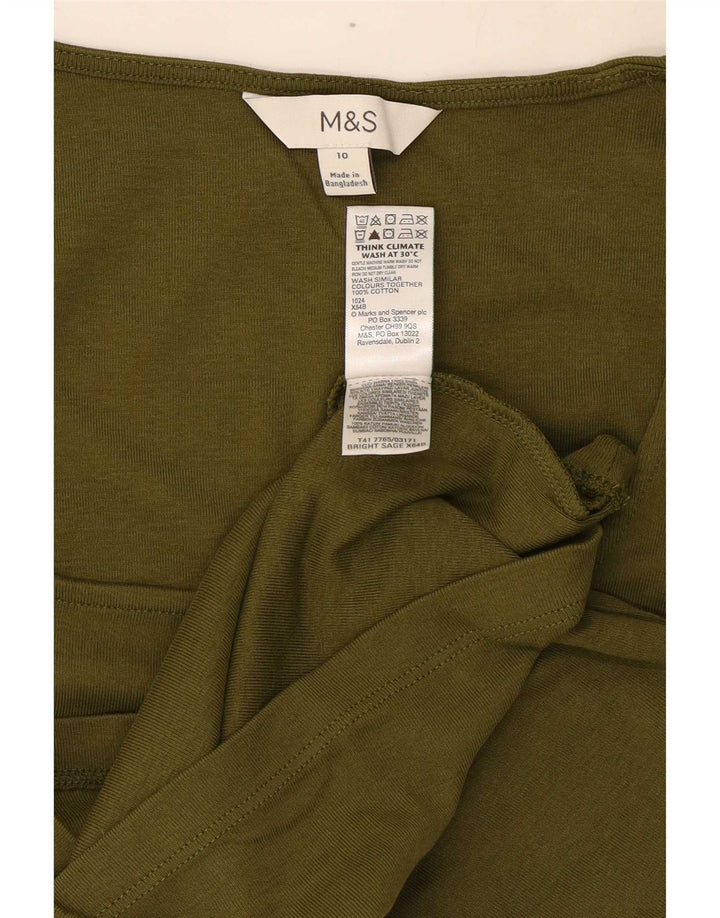 Camiseta feminina Marks & Spencer UK 10 algodão cáqui pequeno