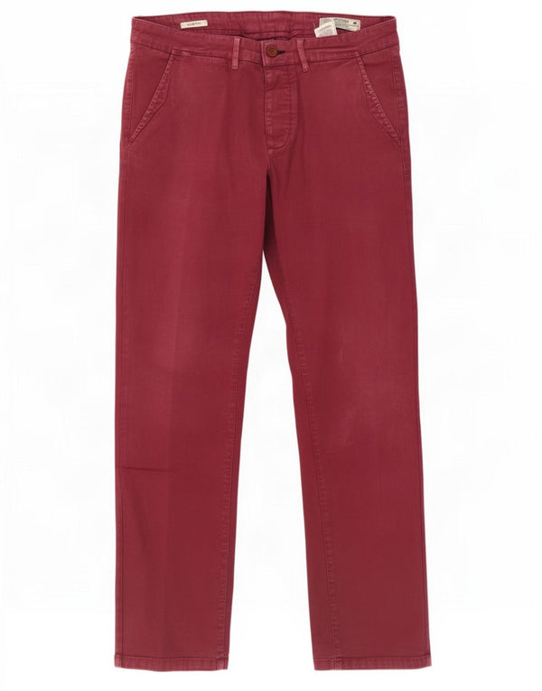 Jack & Jones Mens Slim Fit Chino Trousers W32 L30 Burgundy Cotton