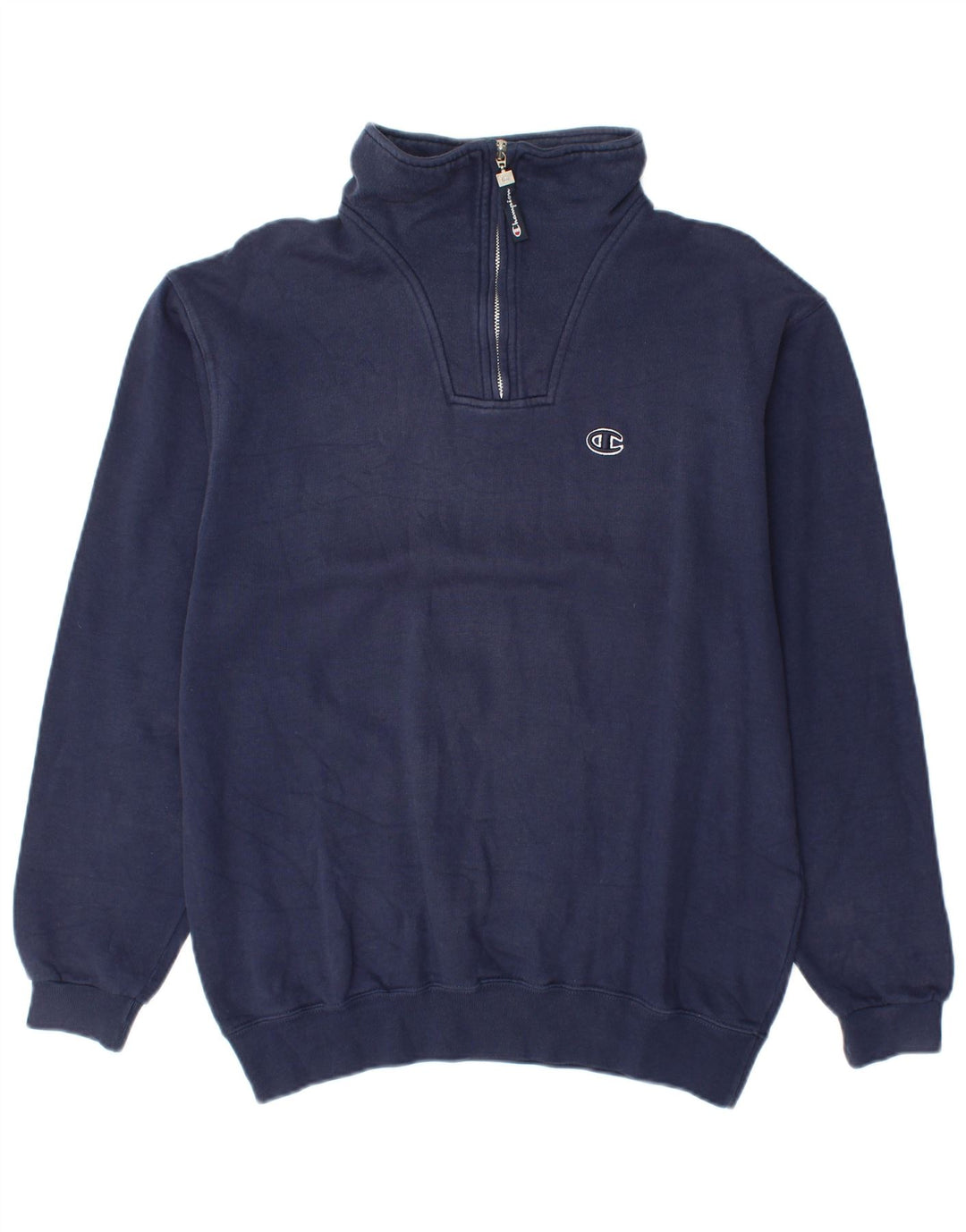 CHAMPION Suéter masculino com zíper e gola em algodão azul marinho médio