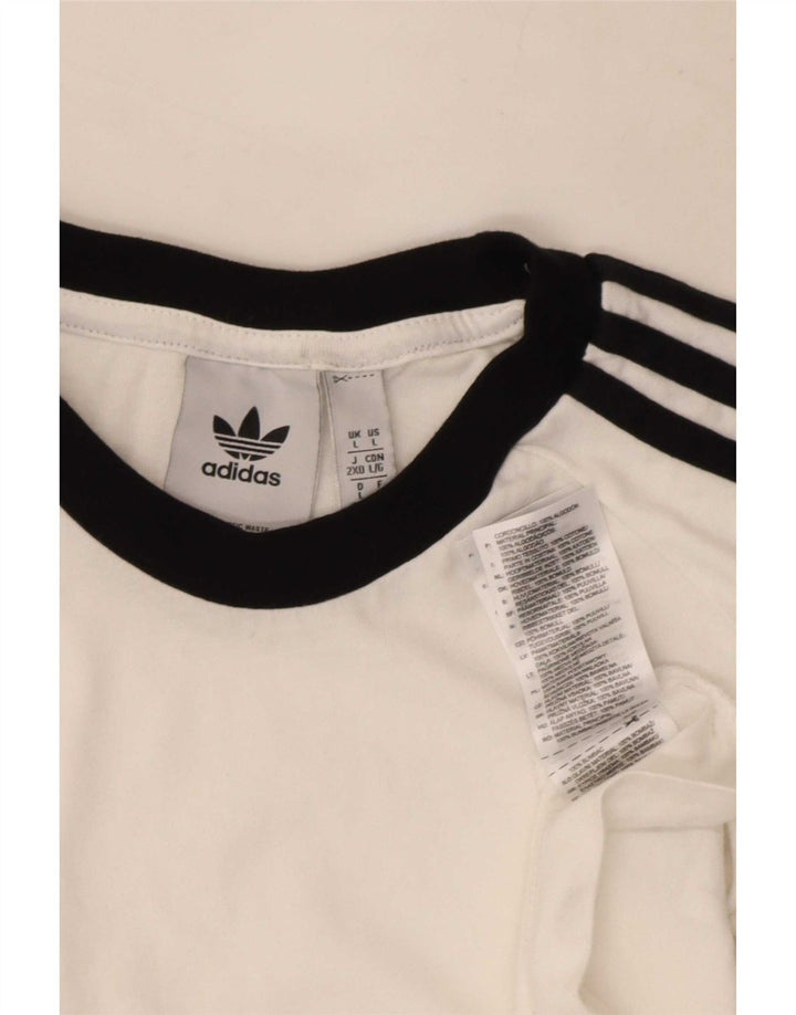 Adidas Mens Camiseta Top Grande Algodão Branco