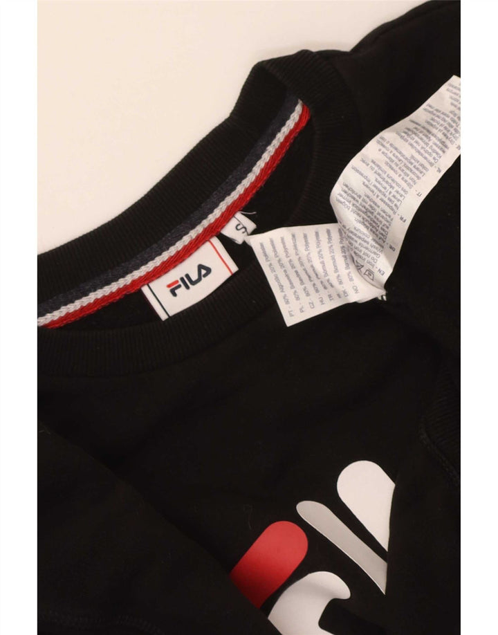 Fila Mens Graphic Moletom Jumper Pequeno Algodão Preto