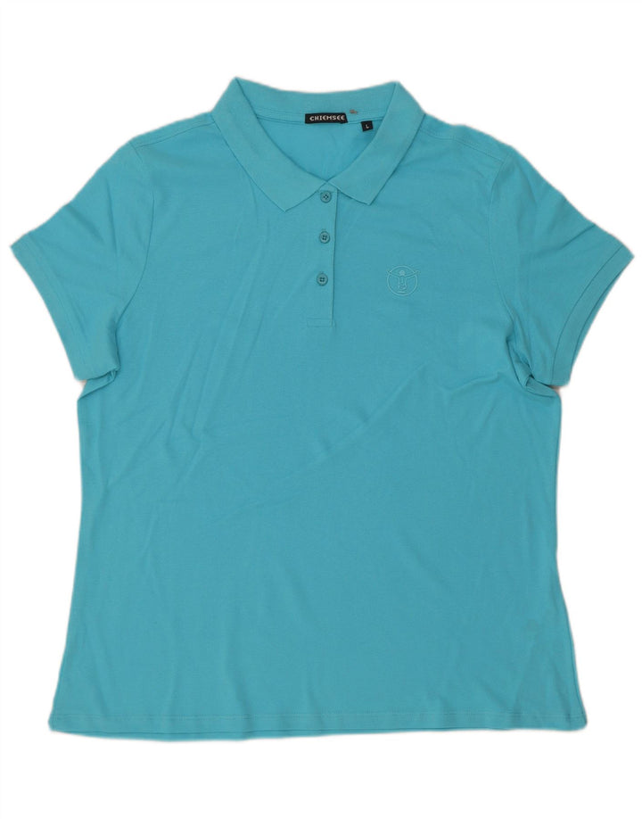 Camisa polo feminina Chiemsee Reino Unido 16 grande algodão azul