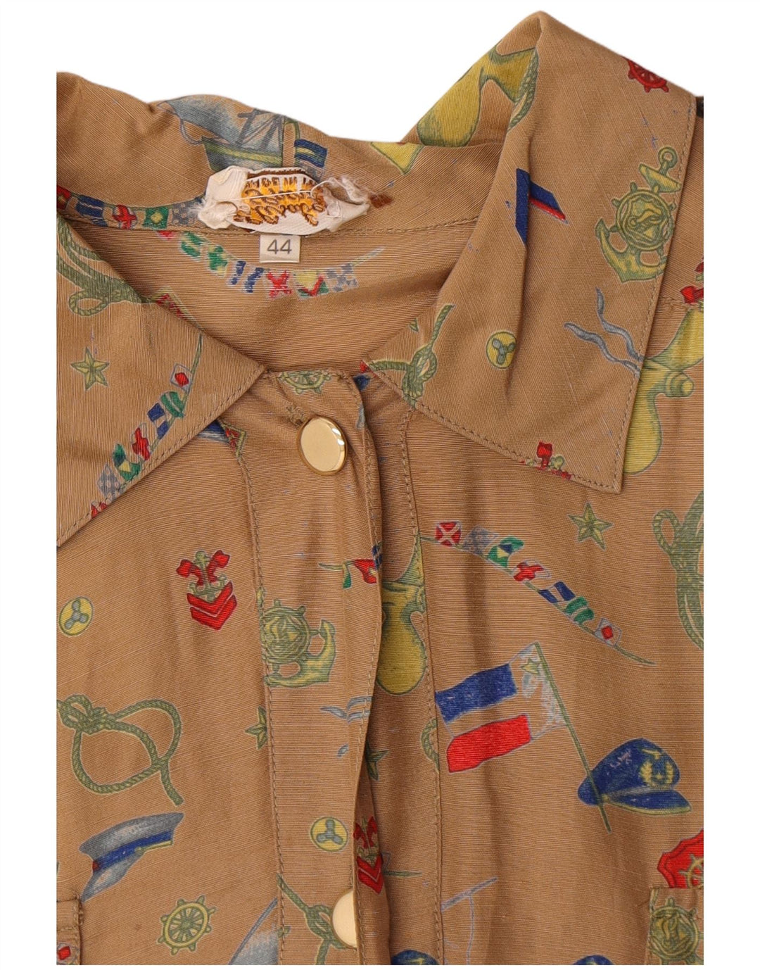 Vestido feminino vintage com padrão abstrato camisa EU 44 XL marrom geométrico