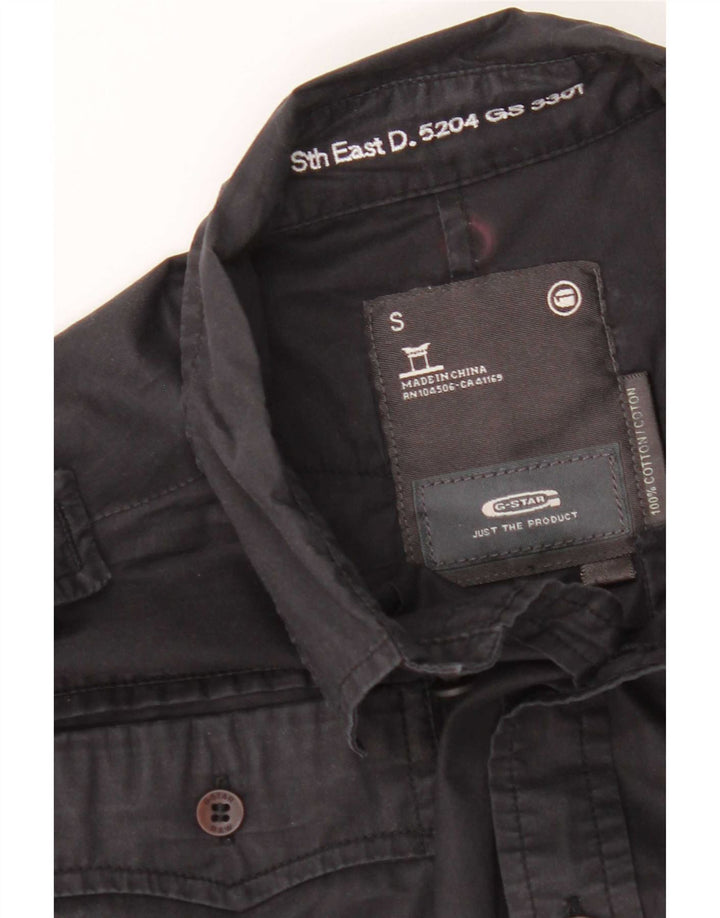 Camisa militar masculina G-Star pequena de algodão preto
