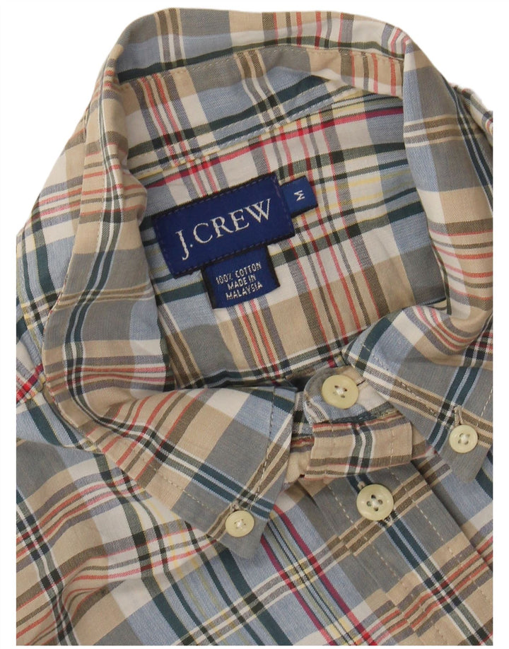 J. CREW Camisa masculina de manga curta média de algodão xadrez multicolorido