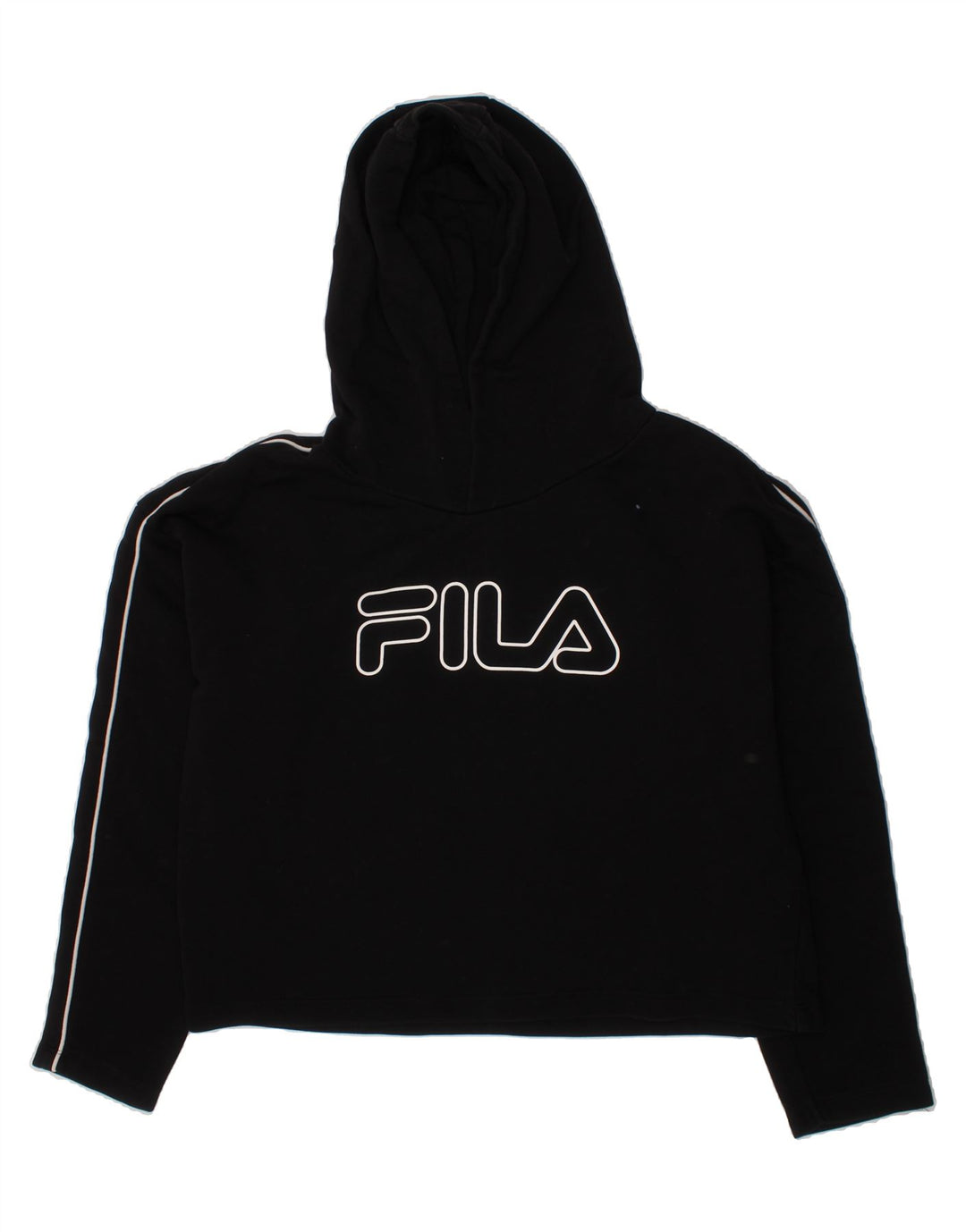 PUMA Girls Graphic Crop Hoodie Jumper 15-16 Years Black Cotton Vintage Puma and Second-Hand Puma from Messina Hembry 