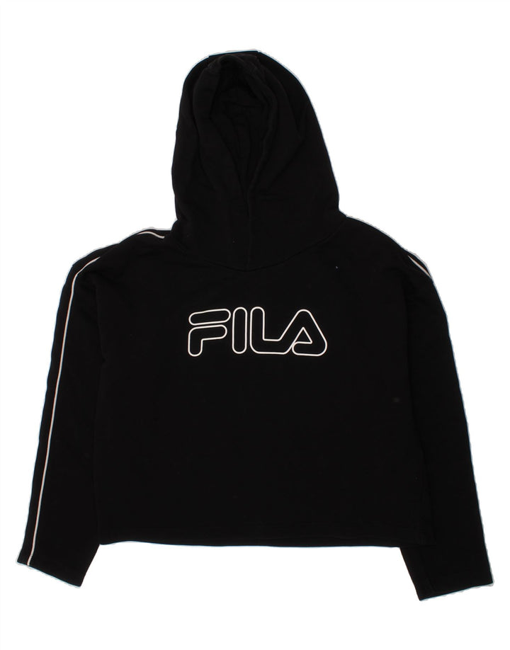 PUMA Girls Graphic Crop Hoodie Jumper 15-16 Years Black Cotton Vintage Puma and Second-Hand Puma from Messina Hembry 