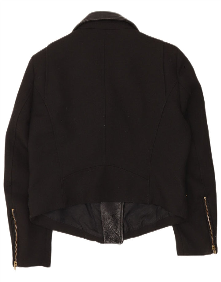 Jaqueta feminina ZARA Crop Biker UK 14 grande preta
