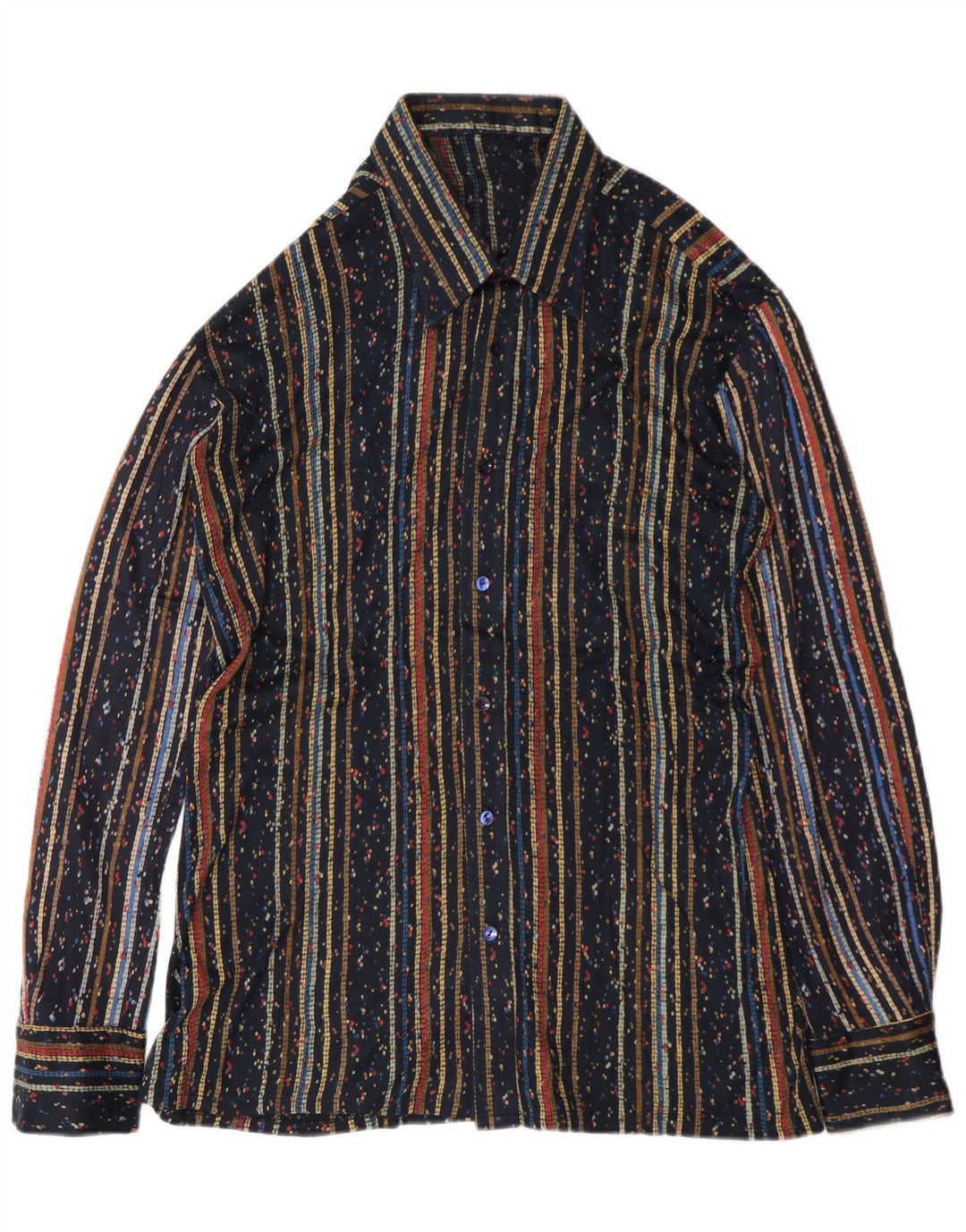 Camisa masculina vintage média azul marinho listrada