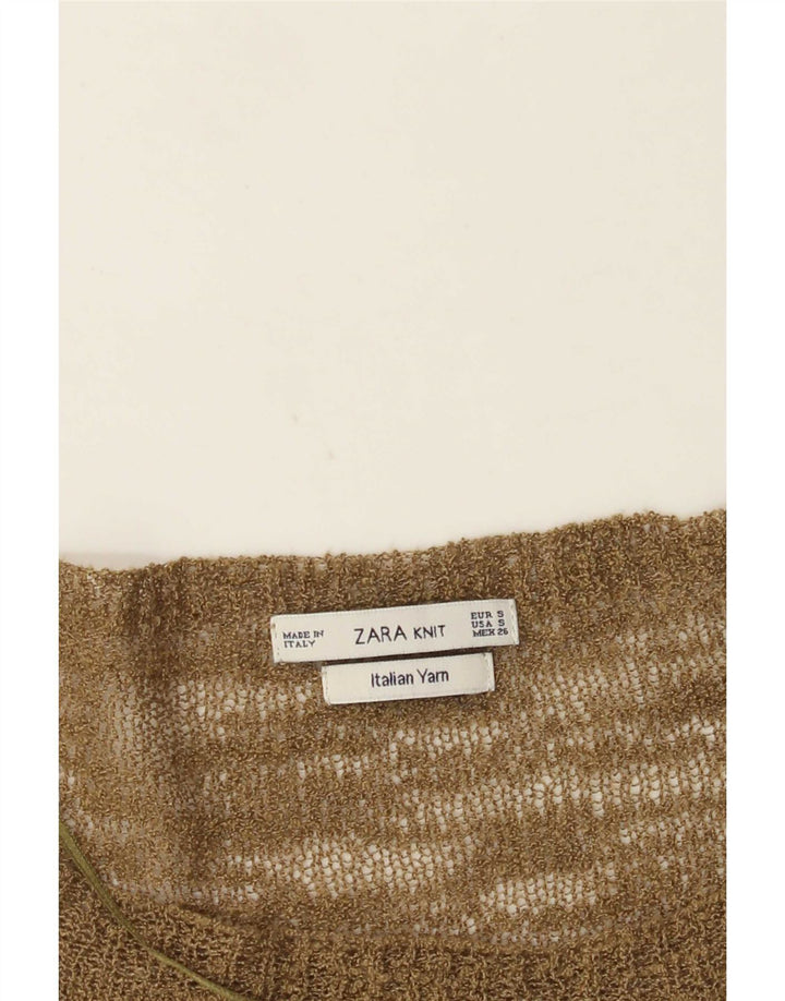 Zara blusa feminina oversized top UK 10 pequena cáqui