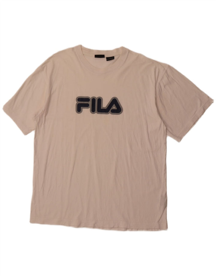 Camiseta masculina gráfica FILA Top XL algodão branco
