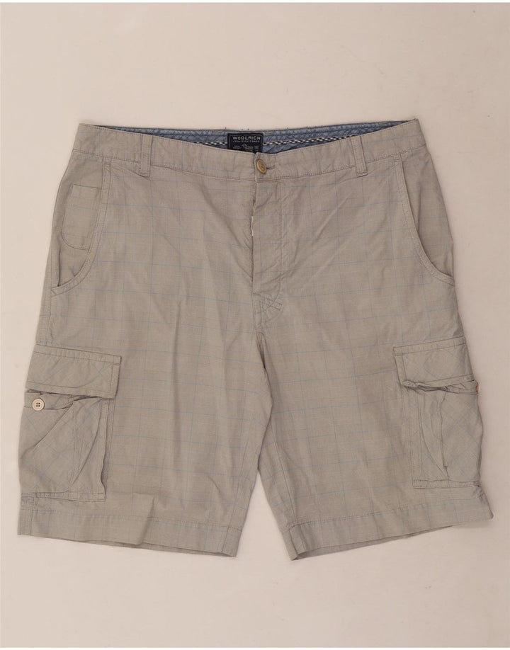 Shorts cargo masculino Woolrich W34 grande xadrez cinza