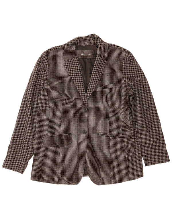Eddie Bauer Jaqueta blazer feminina de 2 botões US 20 2XL lã cinza Houndstooth