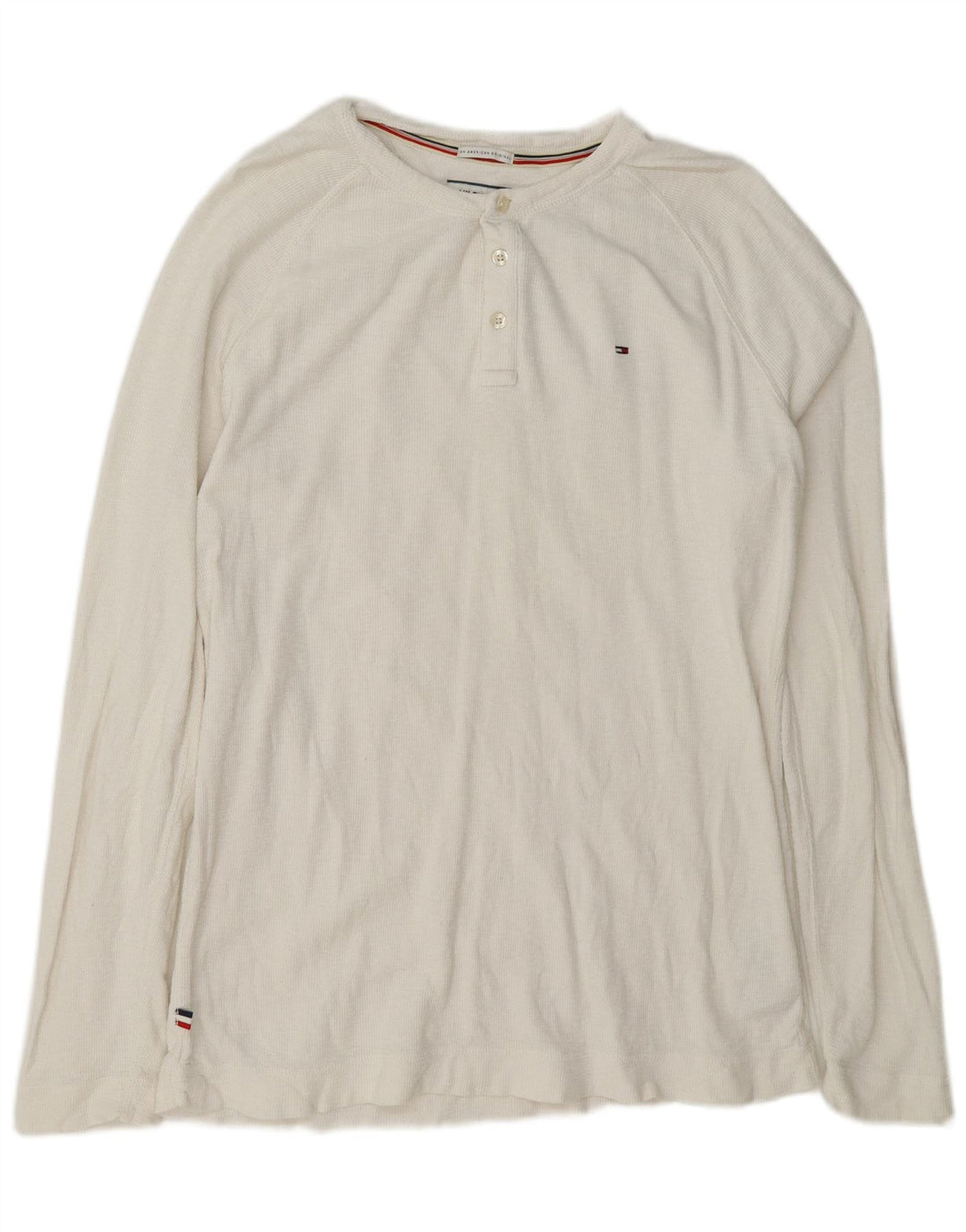 Tommy Hilfiger Mens Regular Top Manga Longa Grande Algodão Branco