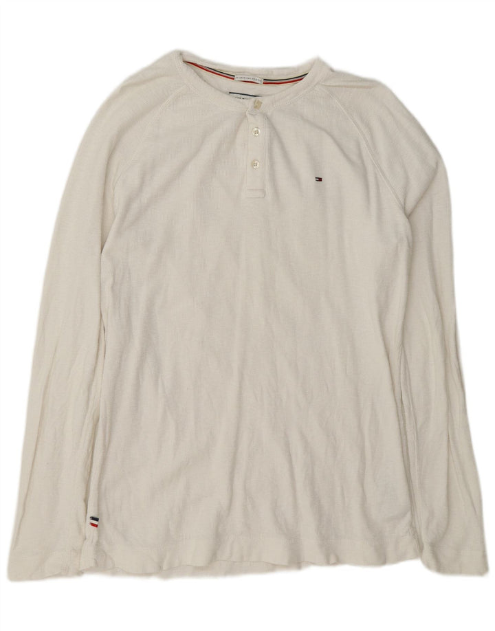 Tommy Hilfiger Mens Regular Top Manga Longa Grande Algodão Branco