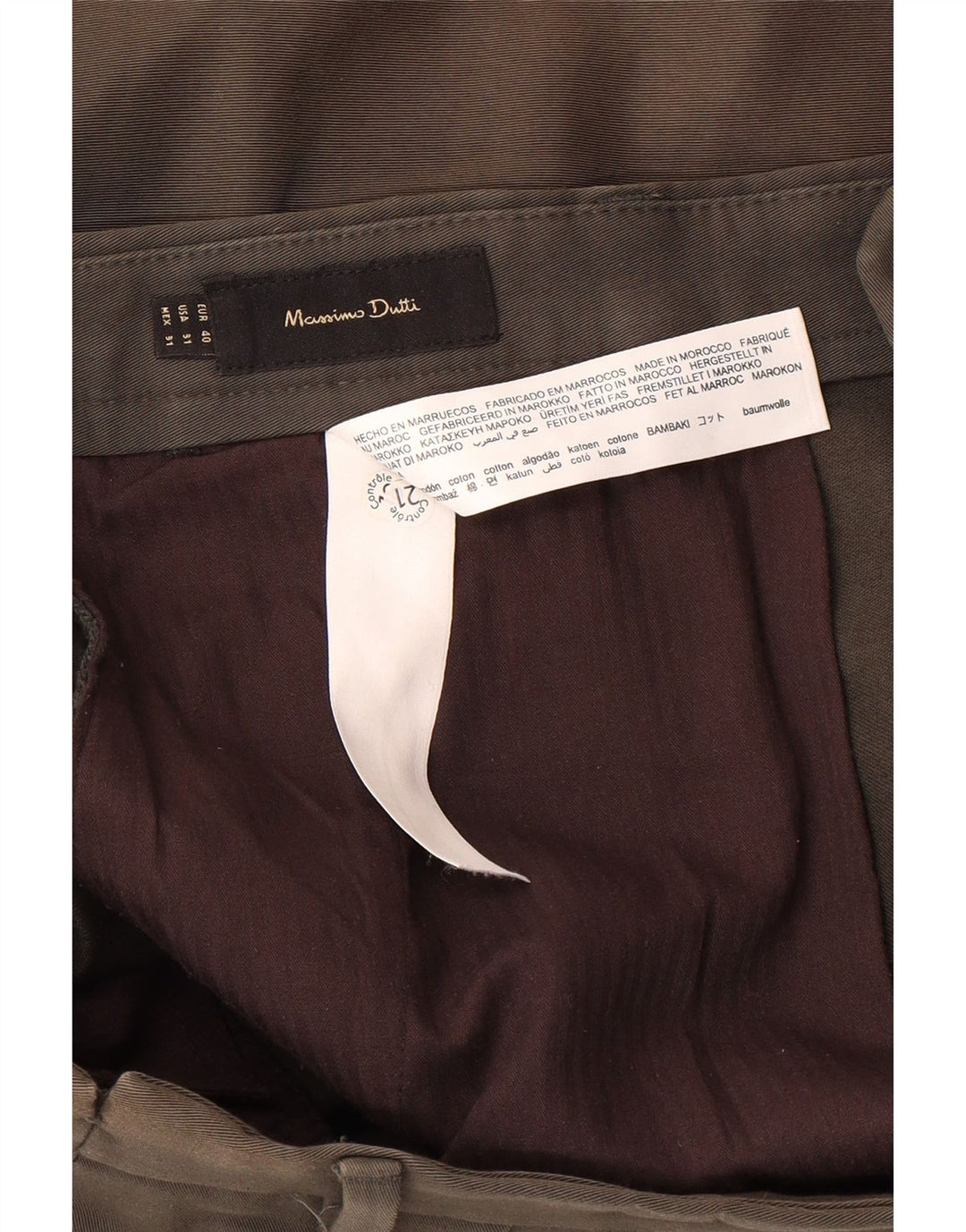Calça Chino Masculina MASSIMO DUTTI EU 40 Médio W34 L28 Verde Clássico