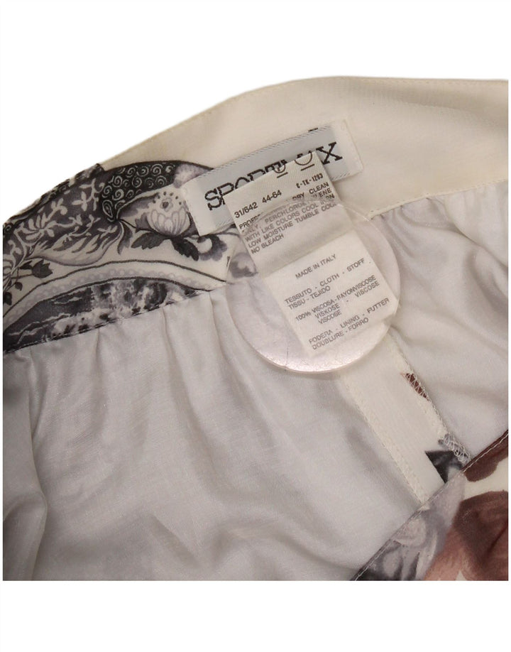 Mini saia larga com padrão abstrato feminino Sportmax Reino Unido 14 médio W28 branco