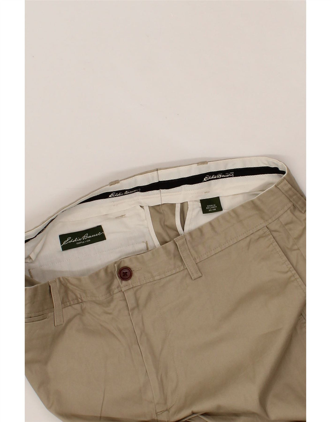 EDDIE BAUER Mens Chino Trousers W34 L30 Beige Cotton Classic Vintage Eddie Bauer and Second-Hand Eddie Bauer from Messina Hembry 