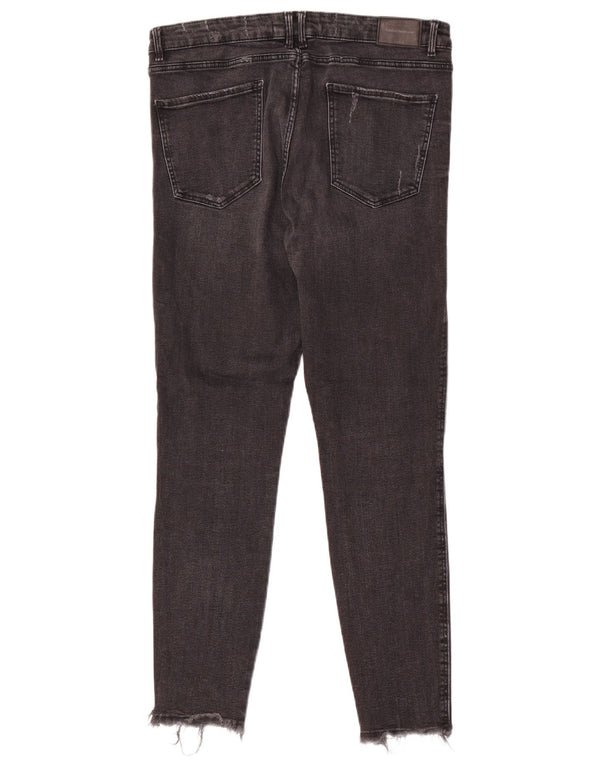 Calça jeans skinny feminina Zara Trafaluc desgastada EU 44 XL W34 L28 algodão preto