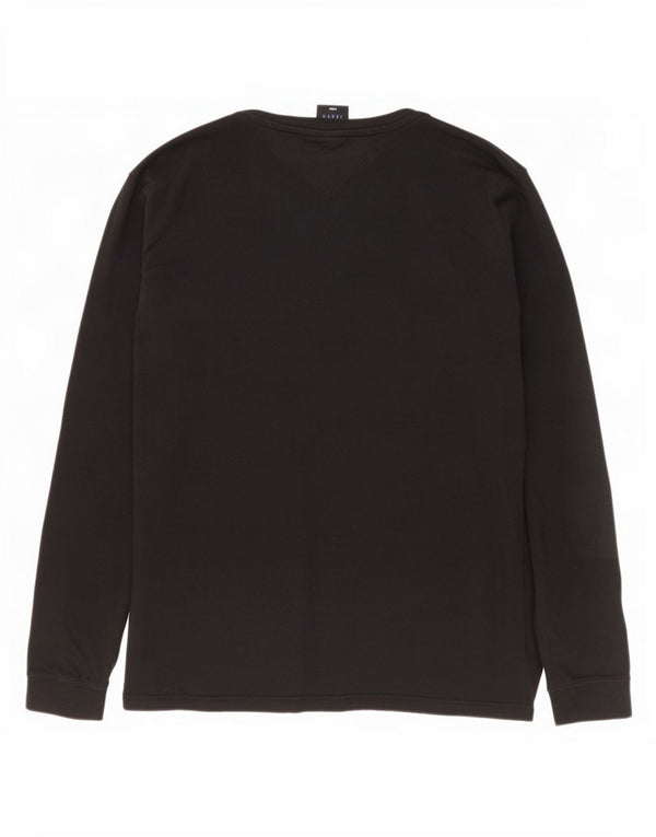 Top gráfico masculino Tommy Hilfiger manga comprida grande algodão preto