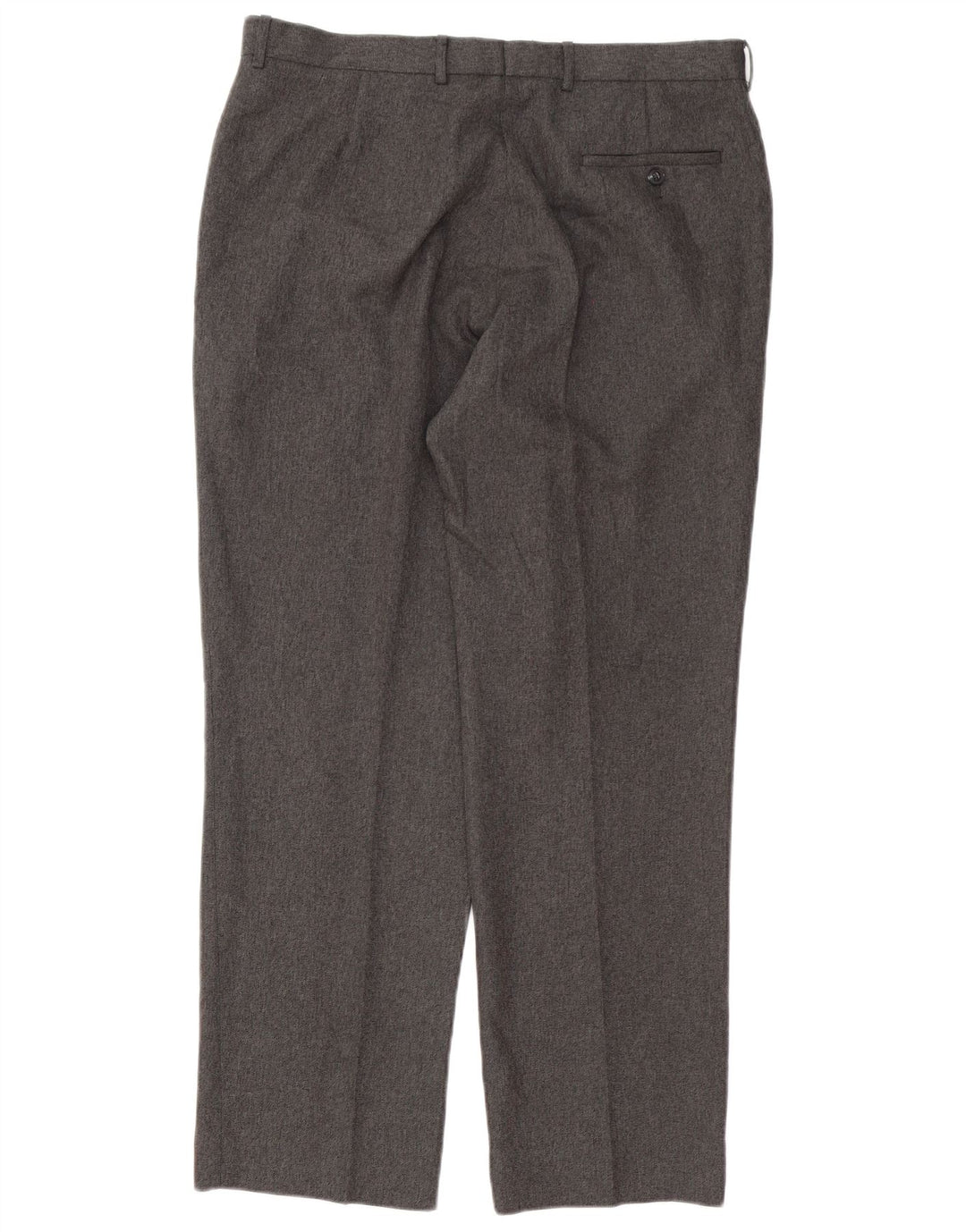 Calça masculina de terno reto Marks & Spencer W36 L31 poliéster cinza