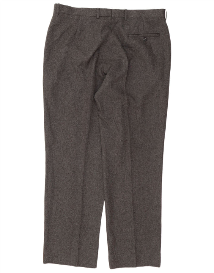 Calça masculina de terno reto Marks & Spencer W36 L31 poliéster cinza
