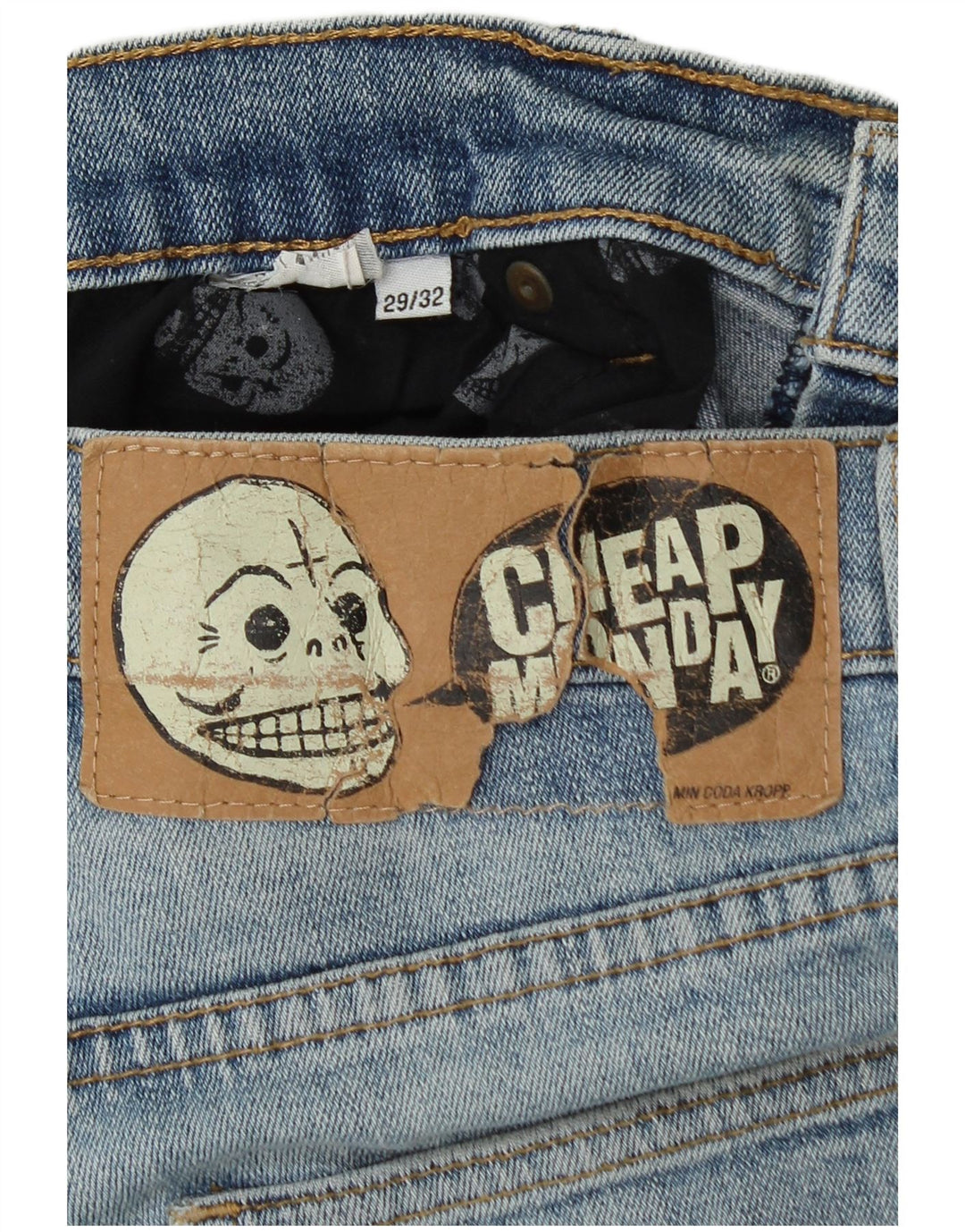 Jeans skinny feminino barato segunda-feira W29 L32 azul