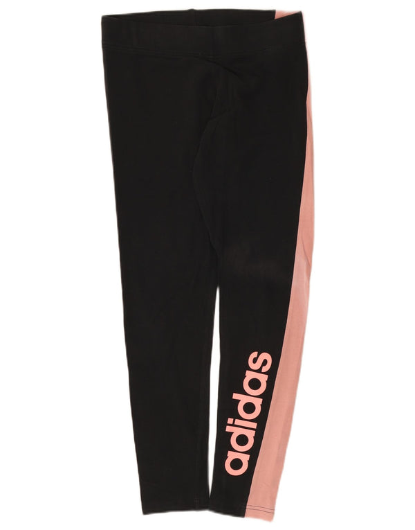 Adidas Womens Graphic Leggings UK 12/14 Médio Preto Colorblock Algodão