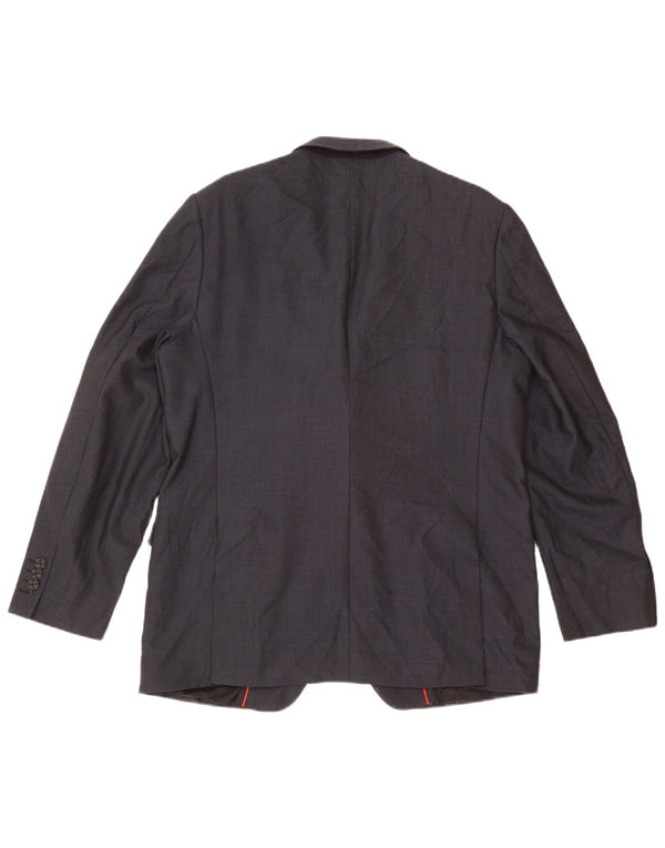 Jaqueta blazer masculina Burberry com 2 botões tamanho 54 grande azul marinho nova lã