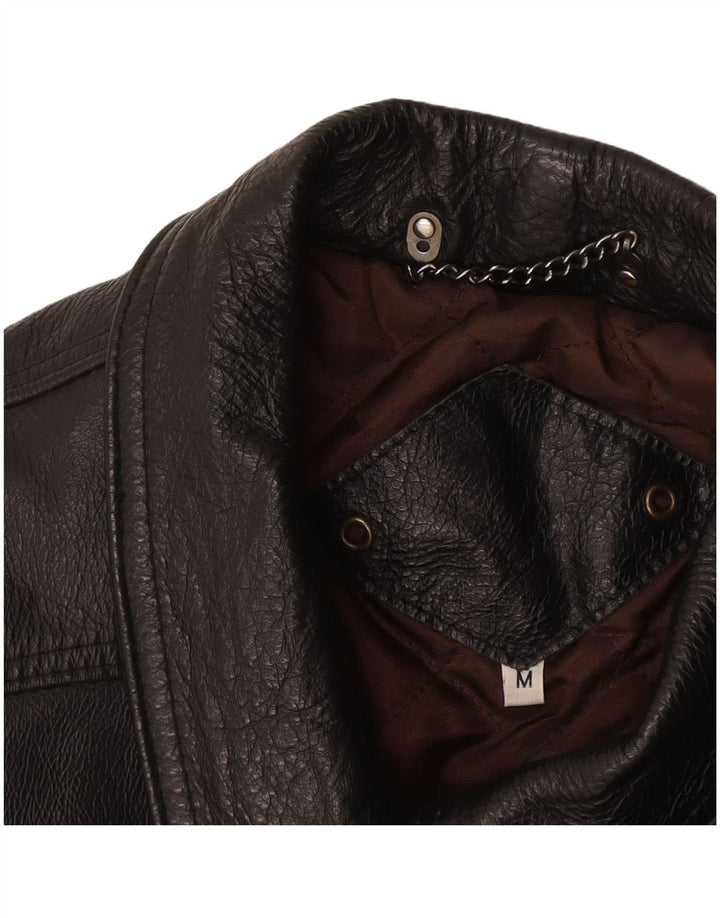 Jaqueta de couro masculina vintage UK 38 média preta