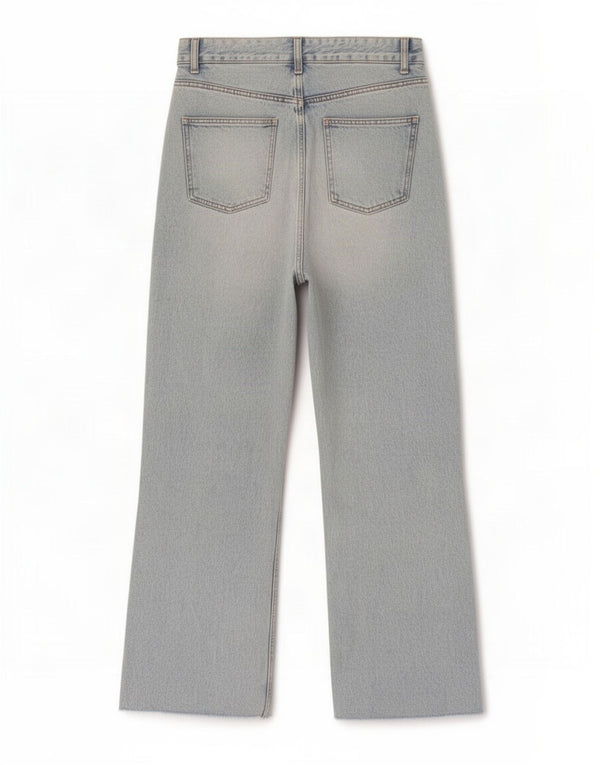 Zara Calça jeans feminina cintura alta com pernas largas EU 42 grande W32 L31 azul