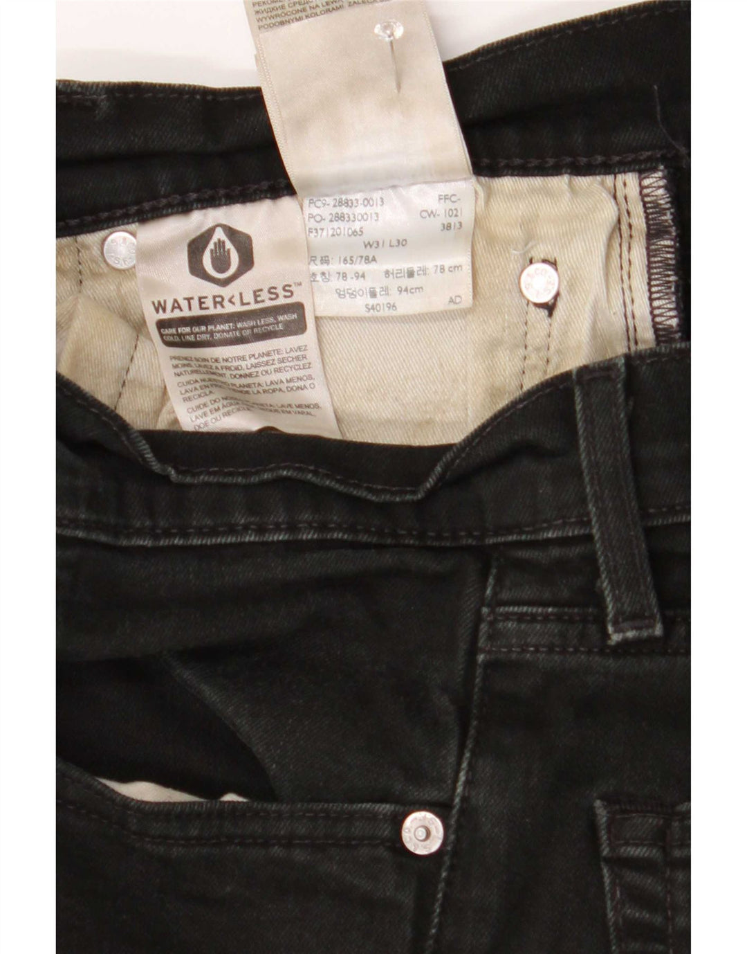 Levi's Mens Jeans Slim W31 L30 Algodão Preto