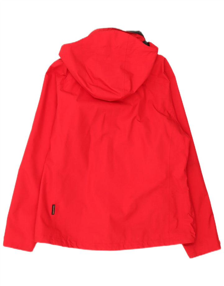 Jaqueta corta-vento feminina com capuz Jack Wolfskin Reino Unido 16 grande poliamida vermelha