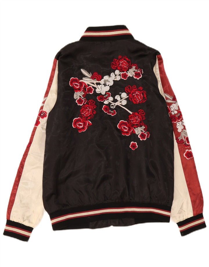 Jaqueta bomber gráfica feminina Biba UK 8 poliéster floral preto pequeno