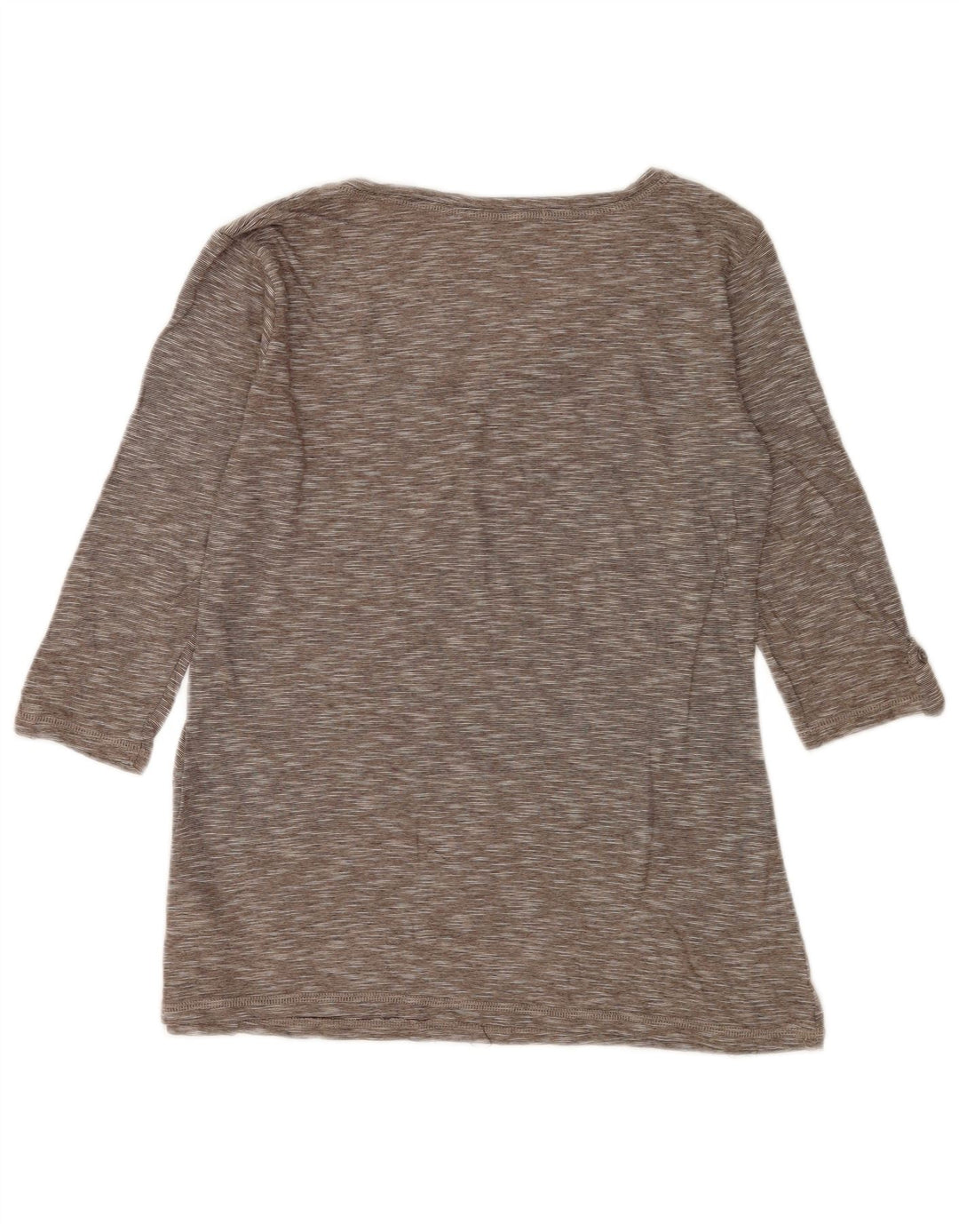Top feminino Marks & Spencer manga 3/4 Reino Unido 12 algodão manchado cinza médio