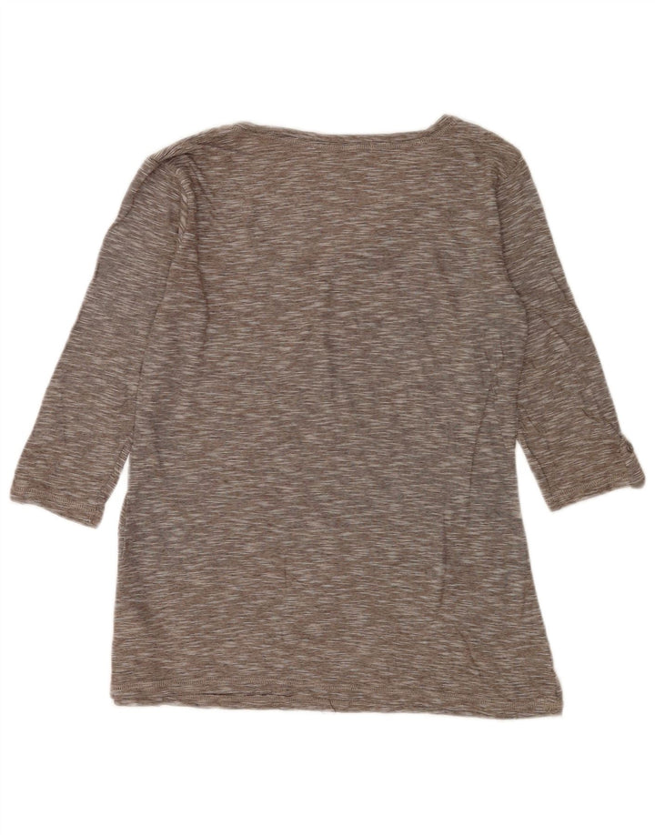 Top feminino Marks & Spencer manga 3/4 Reino Unido 12 algodão manchado cinza médio