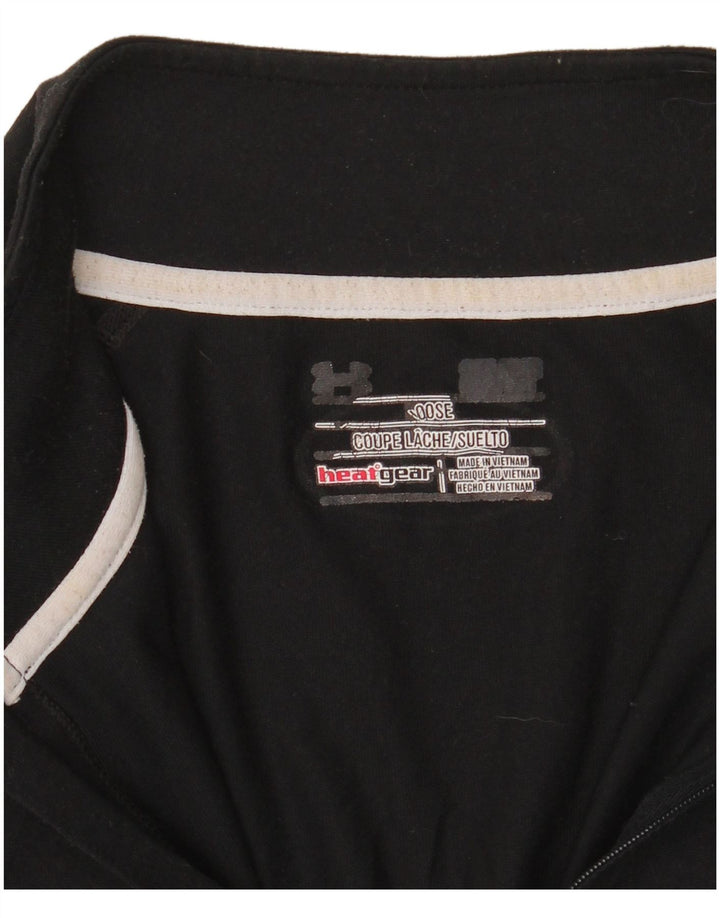 Under Armour Masculino Heat Gear Zip Neck Pulôver Treino Top Médio Preto