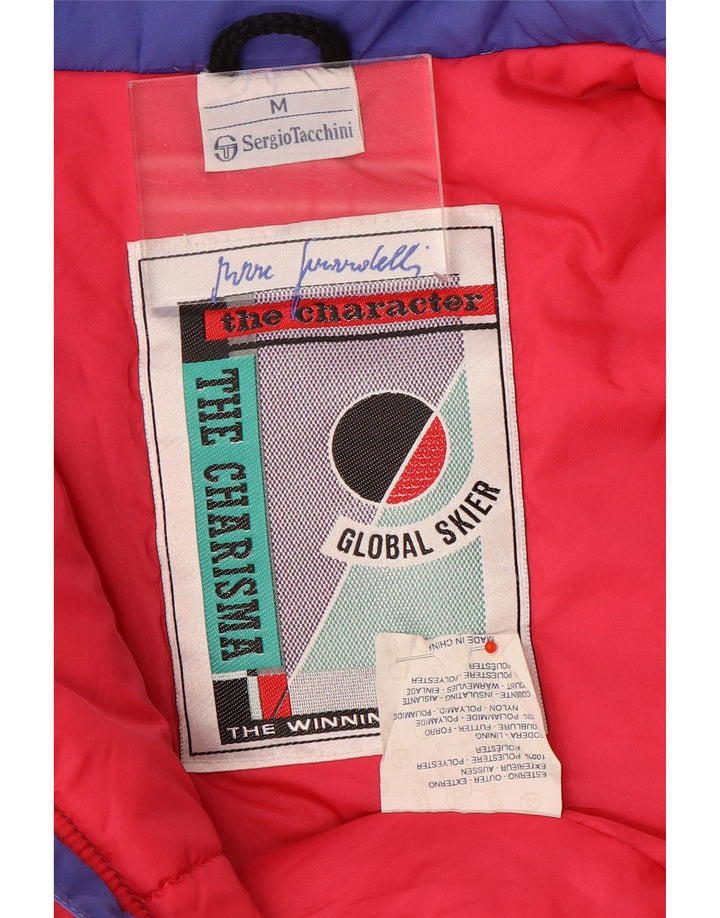 Jaqueta de esqui masculina Sergio Tacchini UK 38 poliéster colorblock azul médio