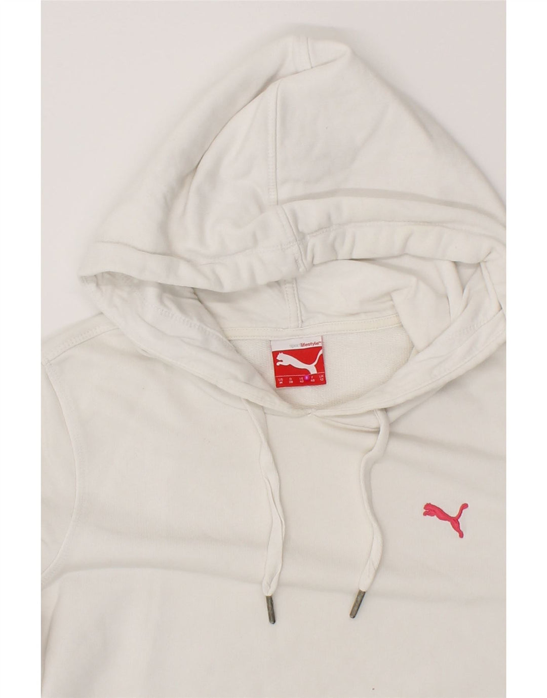 PUMA Womens Hoodie Jumper UK 12 Medium White Vintage Puma and Second-Hand Puma from Messina Hembry 