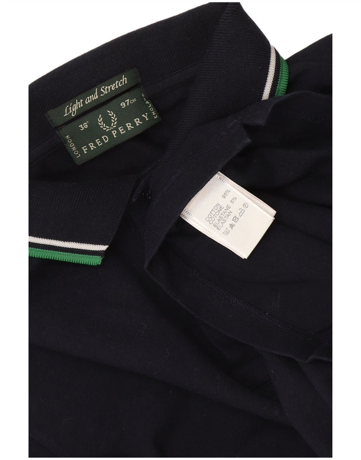 Camisa polo masculina Fred Perry pequena listrada azul marinho de algodão