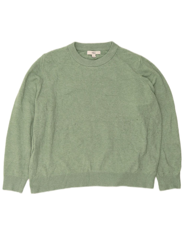Suéter feminino Marks & Spencer com gola redonda grande Reino Unido 16 grande verde