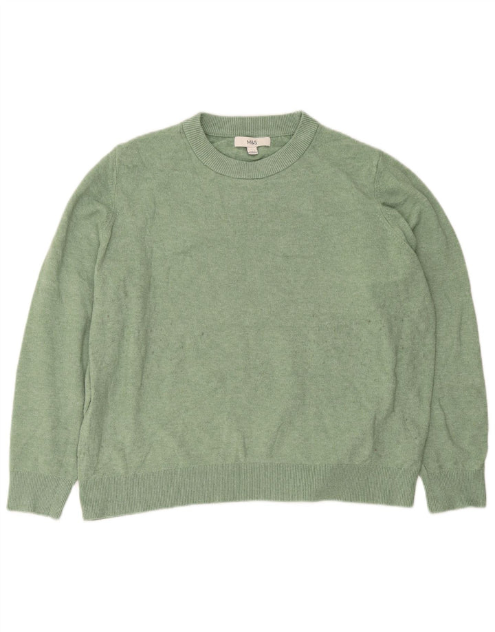 Suéter feminino Marks & Spencer com gola redonda grande Reino Unido 16 grande verde