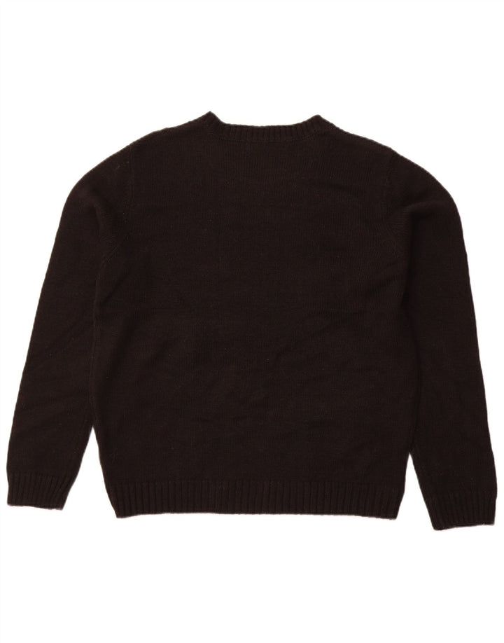 Zara Suéter feminino com gola redonda, Reino Unido 14, grande, preto, acrílico