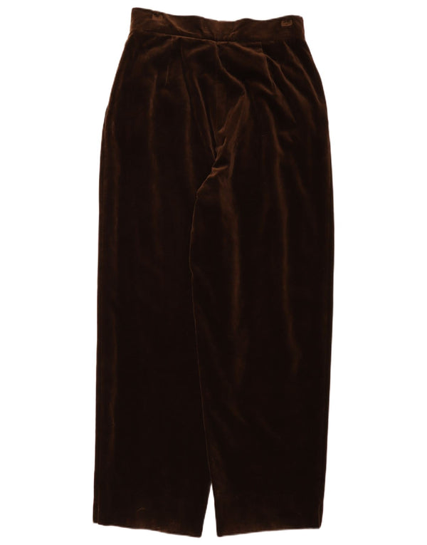 Calça casual feminina vintage de veludo com cintura alta IT 46 grande W30 L30 marrom
