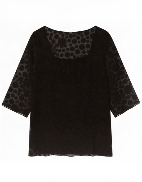Túnica feminina Marks & Spencer manga 3/4 Reino Unido 20 2XL bolinhas pretas