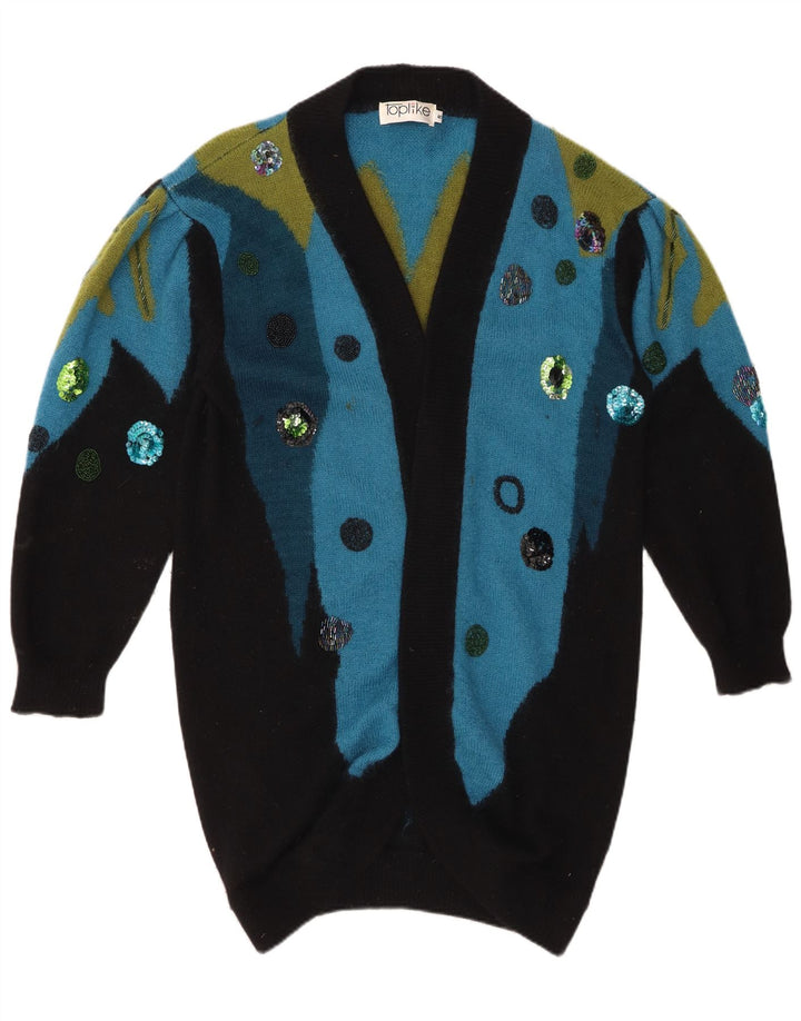 Suéter cardigan feminino oversized longline TOPLIKE UE 40 azul médio