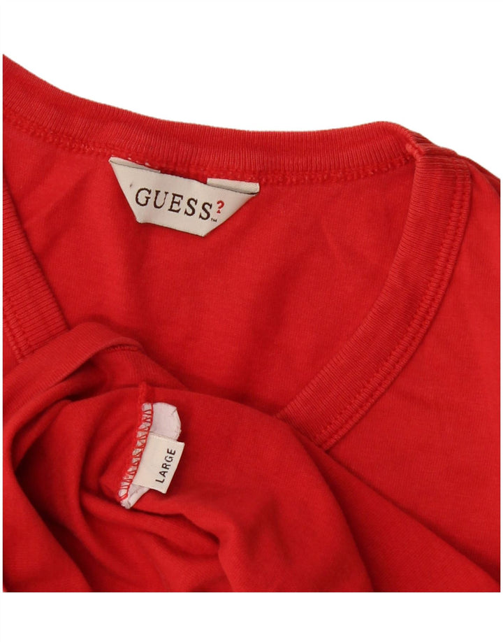 Camiseta feminina Guess com estampa gráfica UK 14 grande vermelha