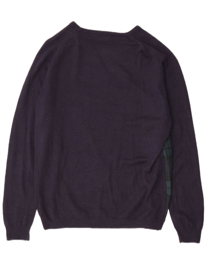 Suéter masculino ZARA com gola canoa XL azul marinho xadrez