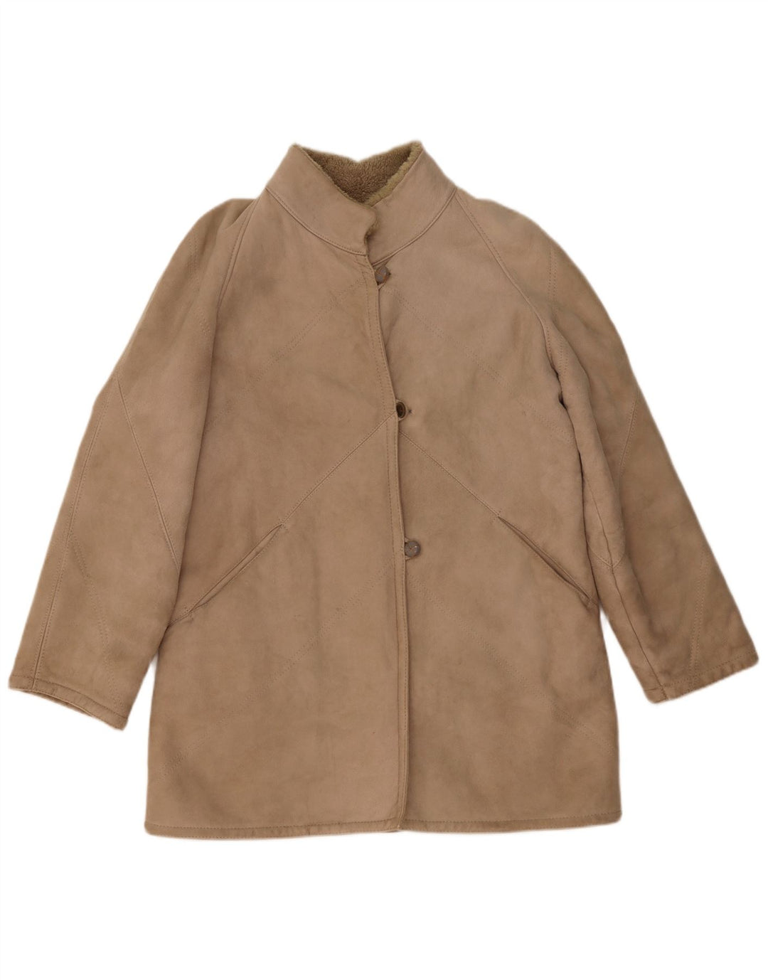 Jaqueta feminina vintage de shearling IT 46 grande shearling bege